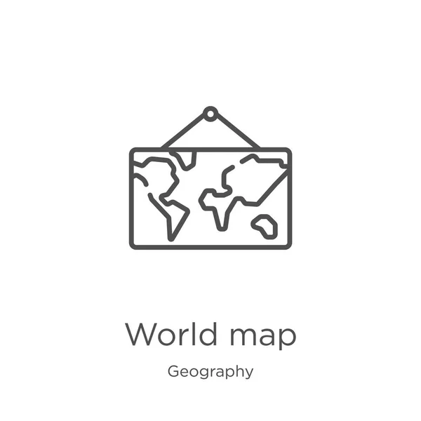 Coğrafya koleksiyonundan Dünya Haritası simge vektör. İnce çizgi Dünya Haritası Anahat simge vektör illüstrasyon. Anahat, Web sitesi tasarımı ve mobil, uygulama geliştirme için ince çizgi dünya haritası simgesi — Stok Vektör