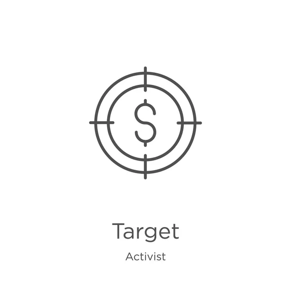 Target icon vector van activist collectie. Dunne lijn target outline icon vector illustratie. Overzicht, dun lijn doelpictogram voor website ontwerp en mobiel, app ontwikkeling — Stockvector