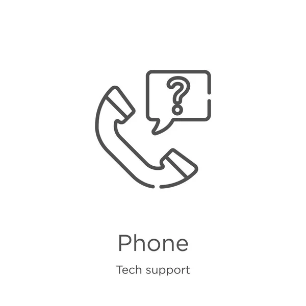 Phone icon vector from tech support collection. Thin line phone outline icon vector illustration. Outline, thin line phone icon for website design and mobile, app development — Stock Vector