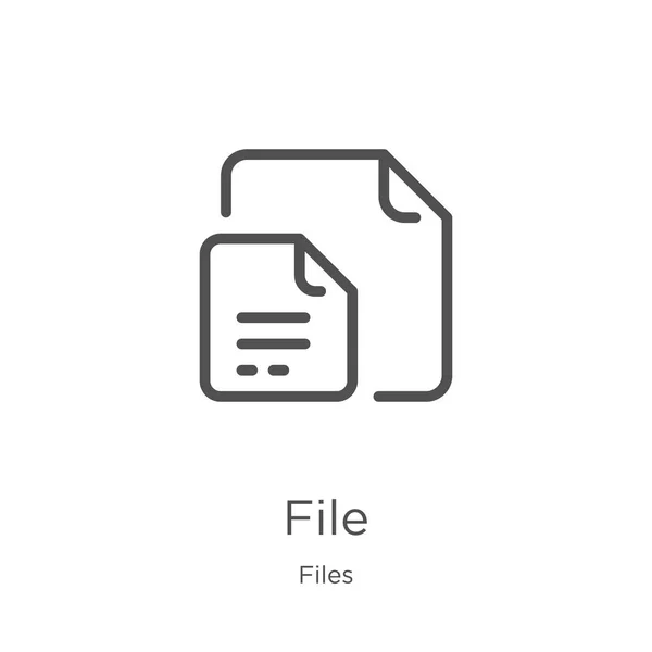 Vettore icona del file dalla collezione di file. Illustrazione vettoriale icona contorno file linea sottile. Outline, icona di file linea sottile per la progettazione di siti web e mobile, lo sviluppo di app — Vettoriale Stock