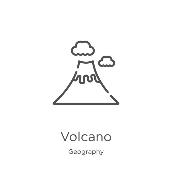 Vulkaan icoon vector van geografie collectie. Dunne lijn vulkaan overzicht icoon vector illustratie. Outline, dunne lijn vulkaan icoon voor website design en mobiele, app ontwikkeling — Stockvector