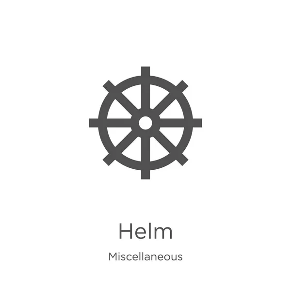 Helm vector icono de la colección miscelánea. Ilustración de vector de icono de contorno de timón de línea delgada. Esquema, icono de timón de línea delgada para el diseño del sitio web y móvil, desarrollo de aplicaciones — Vector de stock