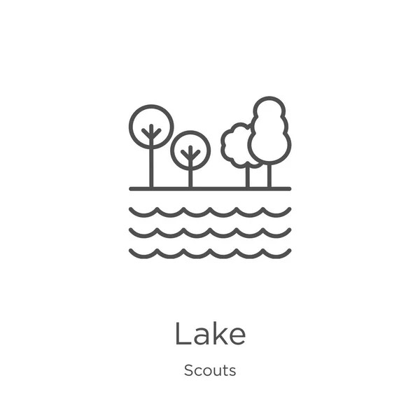 Lake icon vector van Scouts collectie. Dunne lijn Lake outline icon vector illustratie. Outline, dunne lijn Lake icoon voor website design en mobiele, app ontwikkeling — Stockvector