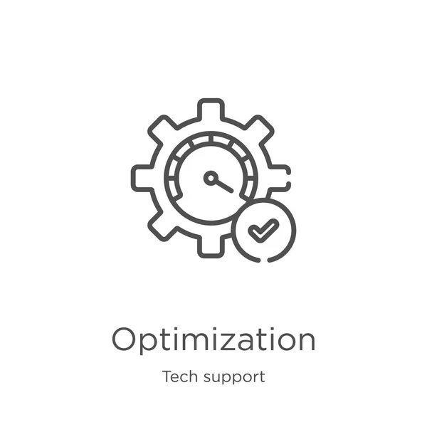 Teknoloji destek koleksiyonundan optimizasyon simge vektörü. İnce çizgi optimizasyonu anahat simge vektör illüstrasyon. Anahat, Web sitesi tasarımı ve mobil, uygulama geliştirme için ince çizgi optimizasyon simgesi — Stok Vektör