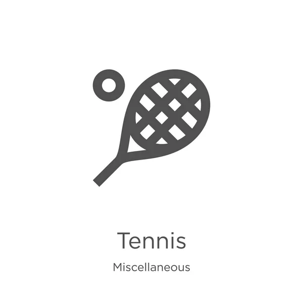 Çeşitli koleksiyonundan tenis simge vektör. İnce çizgi tenis anahat simge vektör illüstrasyon. Anahat, Web sitesi tasarımı ve mobil, uygulama geliştirme için ince çizgi tenis simgesi — Stok Vektör