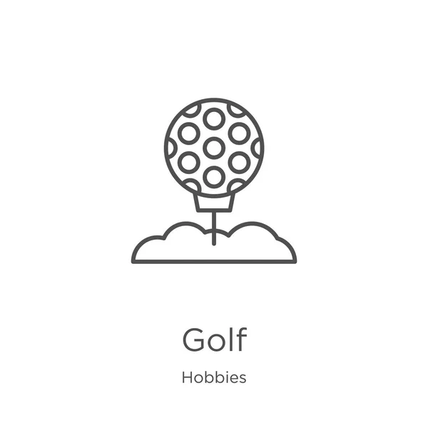 Golf ikon vektor hobbi gyűjtemény. Vékony vonal Golf körvonal ikon vektor illusztráció. Vázlata, vékony vonal Golf ikon weboldal tervezés és a mobil, app fejlesztés — Stock Vector