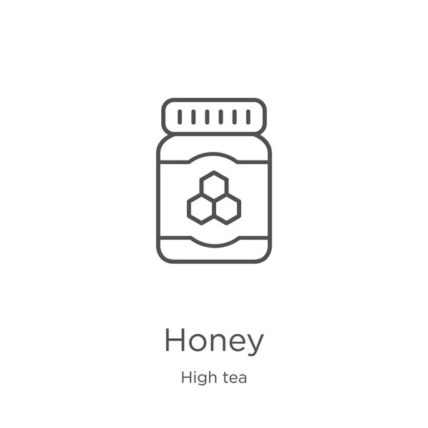 Honey icon vector van High Tea collectie. Dunne lijn Honey outline icon vector illustratie. Outline, dunne lijn honing icoon voor website design en mobiele, app ontwikkeling — Stockvector