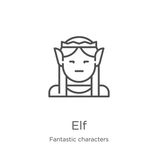 Elf icon vector van Fantastic Characters collectie. Dunne lijn elf outline icon vector illustratie. Outline, dunne lijn elf icoon voor website design en mobiele, app ontwikkeling — Stockvector