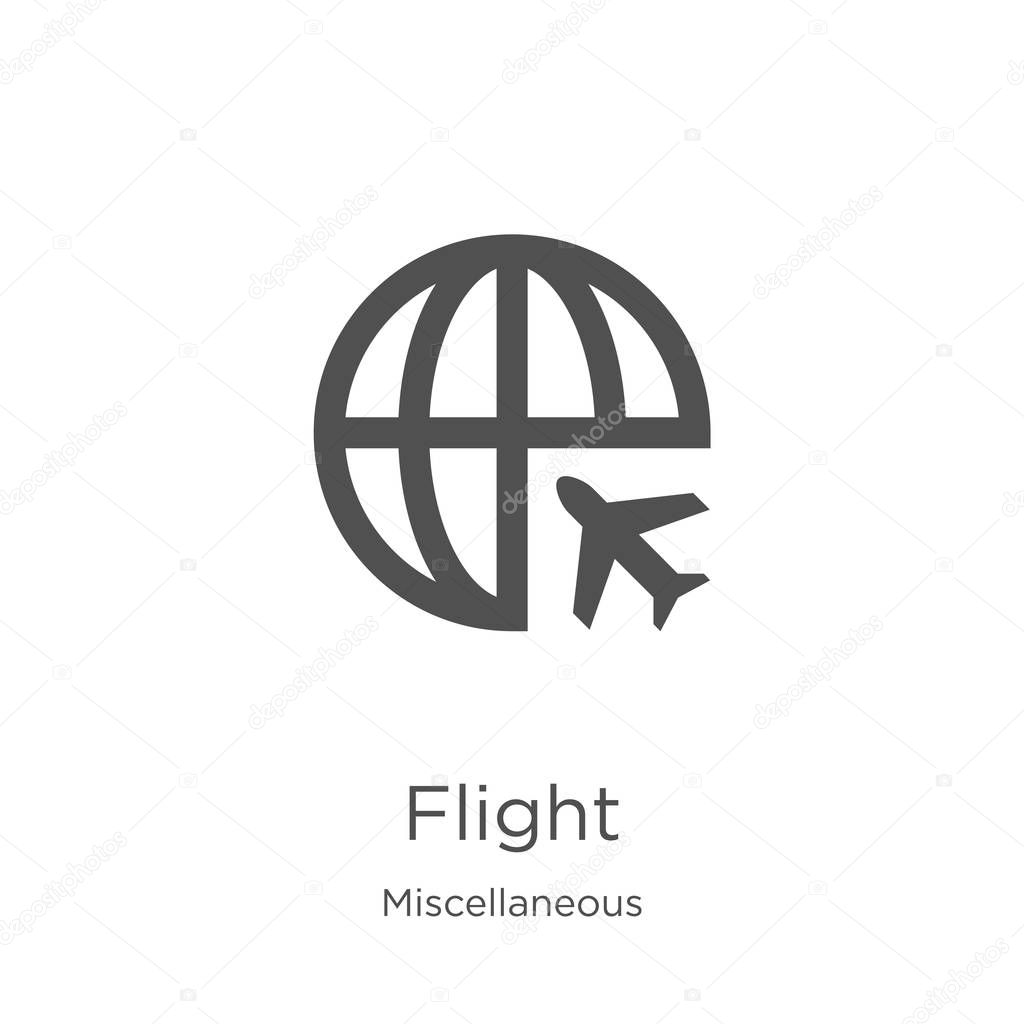 flight icon vector from miscellaneous collection. Thin line flight outline icon vector illustration. Outline, thin line flight icon for website design and mobile, app development