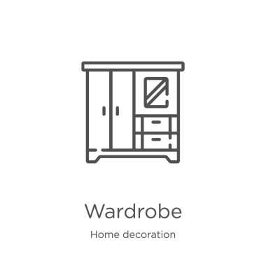 ev dekorasyon koleksiyonundan dolap simgesi vektör. İnce çizgi dolap anahat simge vektör illüstrasyon. Anahat, Web sitesi tasarımı ve mobil, uygulama geliştirme için ince çizgi dolap simgesi