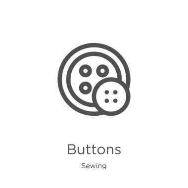 dikiş koleksiyonundan düğmeler simge vektör. İnce çizgi Düğmeler anahat simge vektör illüstrasyon. Web sitesi tasarımı ve mobil, uygulama geliştirme için anahat, ince çizgi düğmeleri simgesi