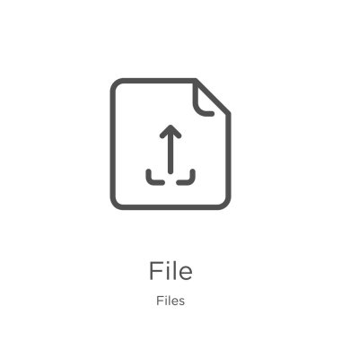 Dosya simgesi vektör dosyaları koleksiyonundan. İnce çizgi dosya anahat simge vektör illüstrasyon. Anahat, Web sitesi tasarımı ve mobil, uygulama geliştirme için ince çizgi dosya simgesi