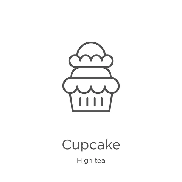 Cupcake vector icono de alta colección de té. Línea delgada cupcake esquema icono vector ilustración. Esquema, línea delgada cupcake icono para el diseño de sitios web y móviles, desarrollo de aplicaciones — Archivo Imágenes Vectoriales