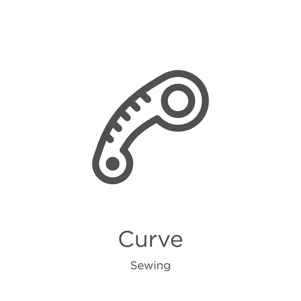 Vector icono curva de la colección de costura. Línea delgada curva contorno icono vector ilustración. Esquema, icono de curva de línea delgada para el diseño del sitio web y móvil, desarrollo de aplicaciones — Vector de stock