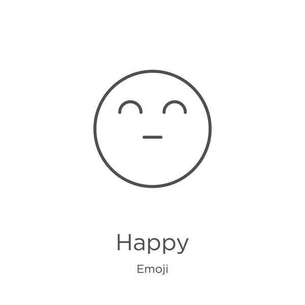 Vetor ícone feliz da coleção emoji. Linha fina feliz esboço ícone vetor ilustração. Esboço, ícone feliz linha fina para o design do site e móvel, desenvolvimento de aplicativos — Vetor de Stock