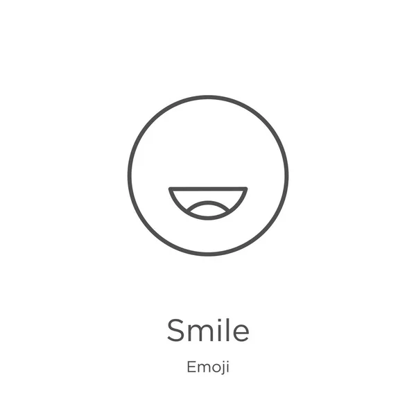 Emoji koleksiyonundan gülümseme simge vektör. İnce çizgi gülümseme anahat simge vektör illüstrasyon. Anahat, Web sitesi tasarımı ve mobil, uygulama geliştirme için ince çizgi gülümseme simgesi — Stok Vektör