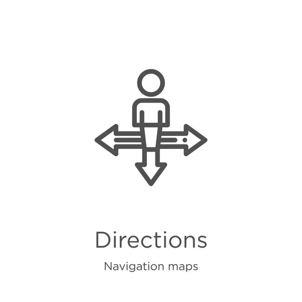 Instruções vetor ícone da coleção mapas de navegação. Direções de linha fina delinear ilustração vetor ícone. Esboço, linha fina direções ícone para o design do site e móvel, desenvolvimento de aplicativos — Vetor de Stock