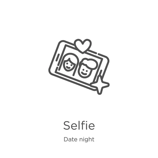 Selfie-Icon-Vektor aus Datumsnachtsammlung. dünne Linie Selfie umreißt Symbol Vektor Illustration. Umriss, dünne Linie Selfie-Symbol für Website-Design und mobile, App-Entwicklung — Stockvektor