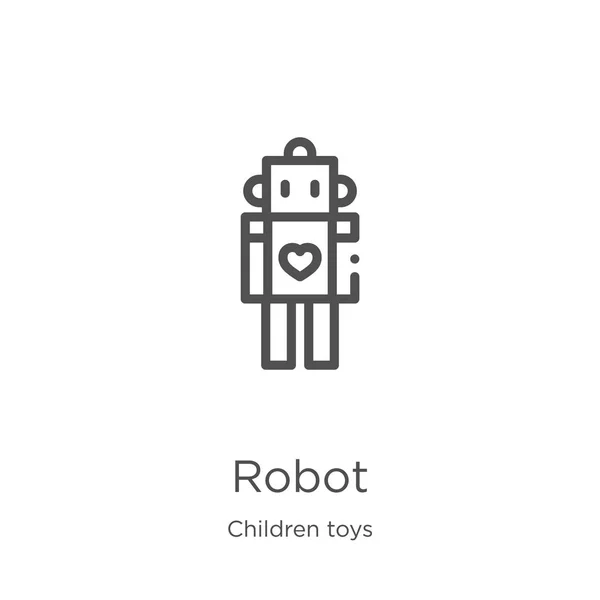 Robot vector icono de la colección de juguetes para niños. Línea delgada robot contorno icono vector ilustración. Esquema, icono de robot de línea delgada para el diseño de sitios web y móviles, desarrollo de aplicaciones — Archivo Imágenes Vectoriales
