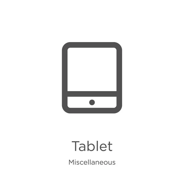 Tablet icon vector from miscellaneous collection. Thin line tablet outline icon vector illustration. Outline, thin line tablet icon for website design and mobile, app development — Stock Vector