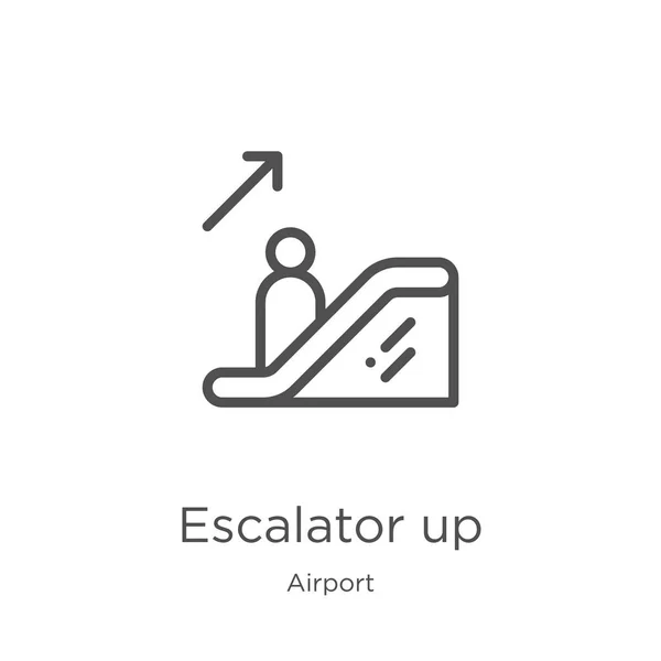 Escada rolante vetor ícone da coleção do aeroporto. Linha fina escada rolante até esboço ícone vetor ilustração. Esboço, linha fina ícone escada rolante para o design do site e móvel, desenvolvimento de aplicativos — Vetor de Stock