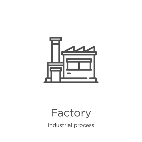 Vector icono de fábrica de la colección de procesos industriales. Ilustración de vector de icono de contorno de fábrica de línea delgada. Esquema, icono de fábrica de línea delgada para el diseño del sitio web y móvil, desarrollo de aplicaciones — Archivo Imágenes Vectoriales