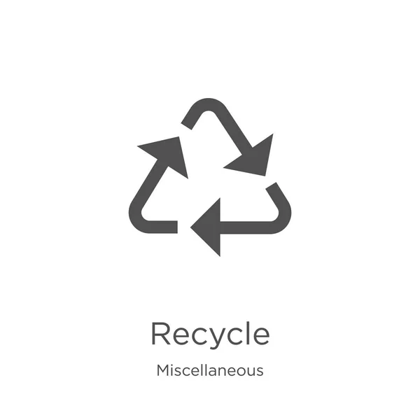 Recycler icône vecteur de collection diverse. Illustration vectorielle d'icône de contour de recyclage de ligne mince. Aperçu, icône de recyclage de ligne mince pour la conception de site Web et mobile, développement d'applications — Image vectorielle