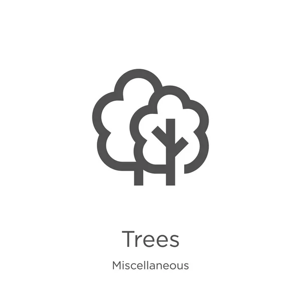 Trees icon vector uit diverse collectie. Dunne lijn bomen overzicht icoon vector illustratie. Outline, dunne lijn bomen icoon voor website design en mobiele, app ontwikkeling — Stockvector
