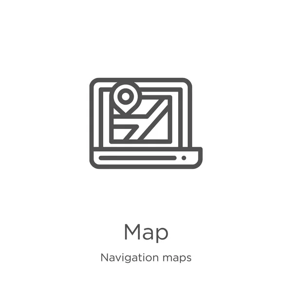 Map icon vector dalla collezione di mappe di navigazione. Illustrazione vettoriale dell'icona del contorno della mappa a linee sottili. Contorno, icona della mappa linea sottile per la progettazione di siti web e mobile, sviluppo di app — Vettoriale Stock