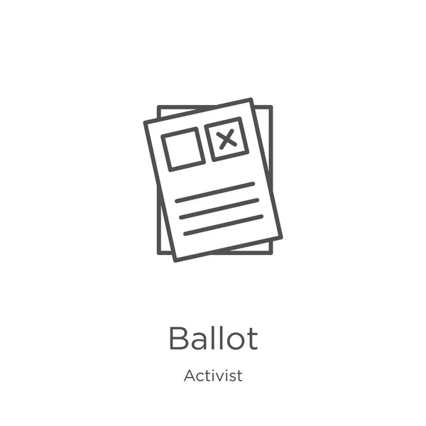 Εικόνα από τη συλλογή ακτιβιστή. Εικόνα διανυσματικού περιγράμματος της γραμμής ψηφοφορίας λεπτών γραμμών. Περίγραμμα, εικονίδιο ψηφοφορίας λεπτής γραμμής για σχεδιασμό ιστοσελίδων και κινητά, ανάπτυξη εφαρμογών — Διανυσματικό Αρχείο