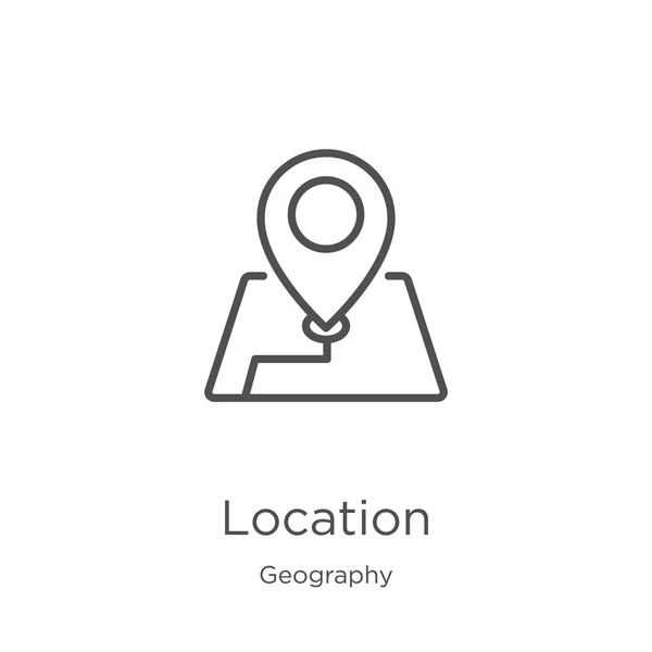 Vettore icona posizione dalla collezione geografia. Illustrazione vettoriale dell'icona del profilo della posizione della linea sottile. Outline, icona della posizione della linea sottile per la progettazione di siti web e mobile, sviluppo di app — Vettoriale Stock