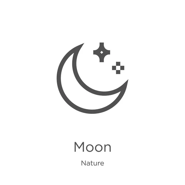 Mond-Icon-Vektor aus der Natur-Sammlung. dünne Linie Mond umreißt Symbol Vektor Illustration. Umriss, dünne Linie Mond-Symbol für Website-Design und mobile, App-Entwicklung — Stockvektor