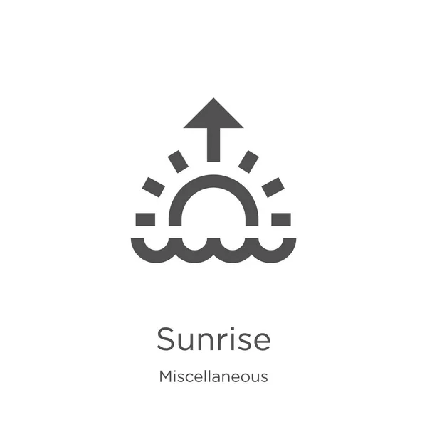 Sunrise icon vector uit diverse collectie. Dunne lijn Sunrise overzicht icoon vector illustratie. Outline, dunne lijn Sunrise icoon voor website design en mobiele, app ontwikkeling — Stockvector