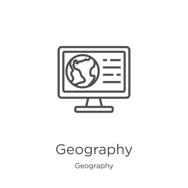 Geografía vector icono de la colección de geografía. Ilustración de vectores de iconos de contorno geográfico de línea delgada. Esquema, icono de geografía de línea delgada para el diseño de sitios web y móviles, desarrollo de aplicaciones — Vector de stock
