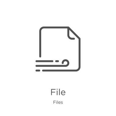 Dosya simgesi vektör dosyaları koleksiyonundan. İnce çizgi dosya anahat simge vektör illüstrasyon. Anahat, Web sitesi tasarımı ve mobil, uygulama geliştirme için ince çizgi dosya simgesi