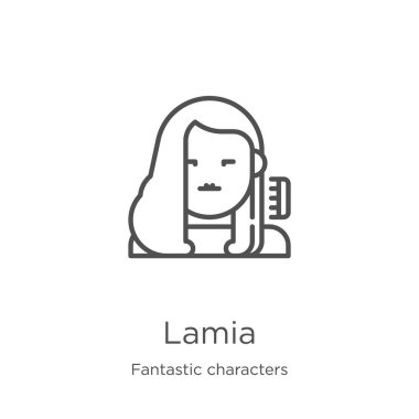 fantastik karakterler koleksiyonundan Lamia simge vektör. İnce çizgi Lamia anahat simge vektör illüstrasyon. Anahat, Web sitesi tasarımı ve mobil, uygulama geliştirme için ince çizgi Lamia simgesi