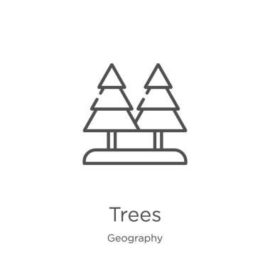 ağaçlar simge vektör Coğrafya koleksiyonundan. İnce çizgi ağaçlar anahat simge vektör illüstrasyon. Web sitesi tasarımı ve mobil, uygulama geliştirme için anahat, ince çizgi ağaçlar simgesi