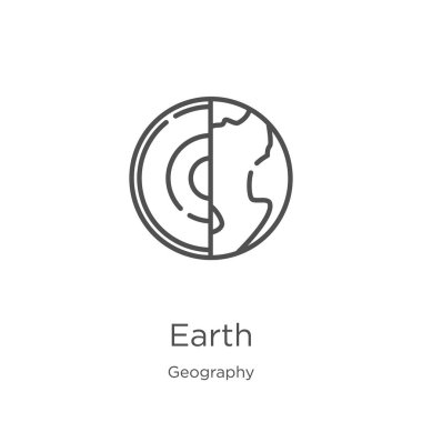 Coğrafya koleksiyonundan Earth simge vektör. İnce çizgi toprak anahat simge vektör illüstrasyon. Web sitesi tasarımı ve mobil, uygulama geliştirme için anahat, ince çizgi Earth simgesi