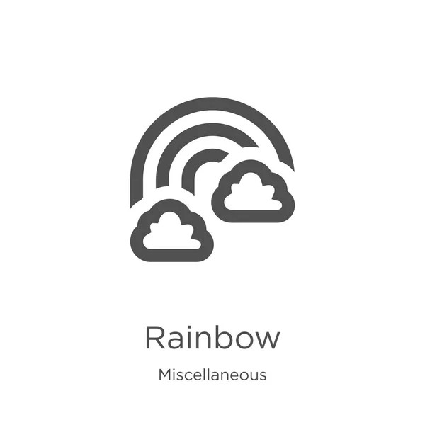 Vector del icono del arco iris de la colección miscelánea. Ilustración vectorial delgada línea arco iris contorno icono. Esquema, línea delgada icono del arco iris para el diseño del sitio web y móvil, desarrollo de aplicaciones — Archivo Imágenes Vectoriales