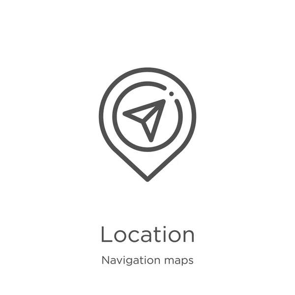Vector de icono de ubicación de la colección de mapas de navegación. Ilustración de vectores de iconos de ubicación de línea delgada. Esquema, icono de ubicación de línea delgada para el diseño del sitio web y móvil, desarrollo de aplicaciones — Vector de stock