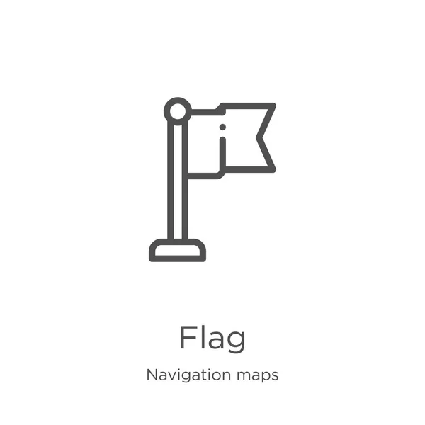 Flag icon vector from navigation maps collection. Linha fina bandeira esboço ícone vetor ilustração. Esboço, ícone de bandeira de linha fina para design de site e celular, desenvolvimento de aplicativos — Vetor de Stock