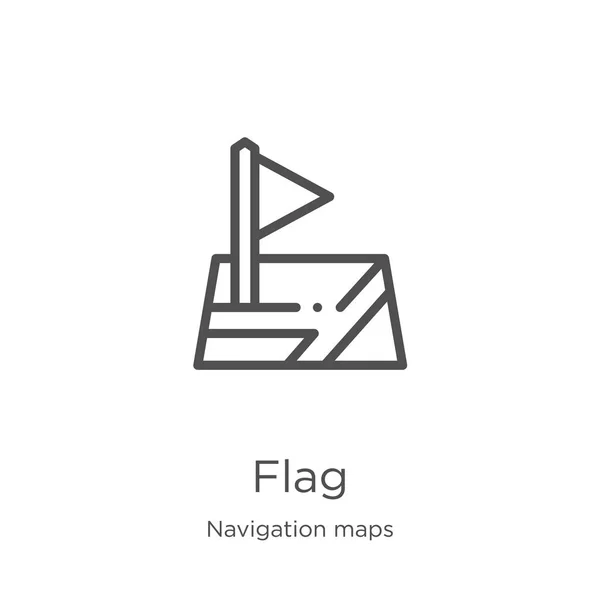 Vector icono de la bandera de la colección mapas de navegación. Ilustración de vectores de iconos de líneas delgadas. Esquema, icono de bandera de línea delgada para el diseño del sitio web y móvil, desarrollo de aplicaciones — Archivo Imágenes Vectoriales