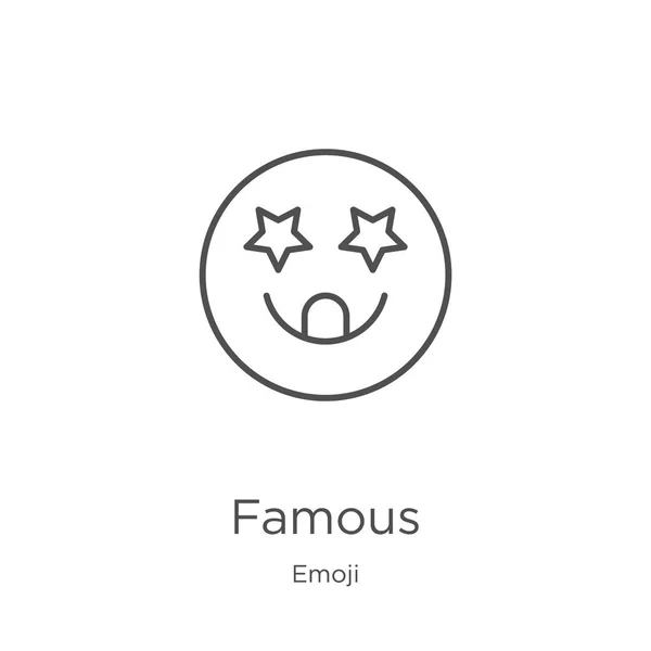 Vetor de ícone famoso da coleção emoji. Linha fina famoso esboço ícone vetor ilustração. Esboço, ícone famoso linha fina para o design do site e móvel, desenvolvimento de aplicativos — Vetor de Stock