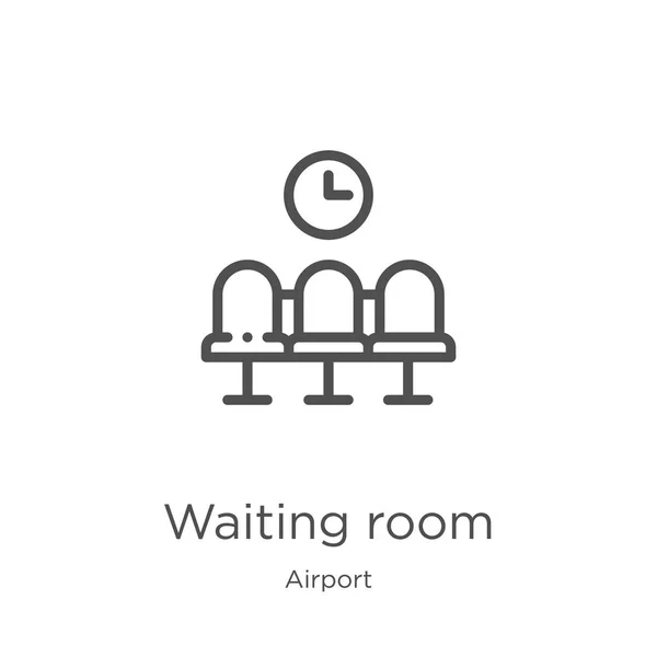 Sala de espera vector icono de recogida del aeropuerto. Línea delgada sala de espera contorno icono ilustración vectorial. Esquema, icono de la sala de espera de línea delgada para el diseño del sitio web y móvil, desarrollo de aplicaciones — Vector de stock