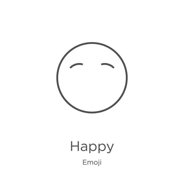 Happy εικονίδιο διάνυσμα από τη συλλογή emoji. Εικόνα διανύσματος με λεπτή γραμμή και χαρούμενο περίγραμμα. Περίγραμμα, λεπτή γραμμή χαρούμενο εικονίδιο για το σχεδιασμό της ιστοσελίδας και το κινητό, ανάπτυξη εφαρμογών — Διανυσματικό Αρχείο