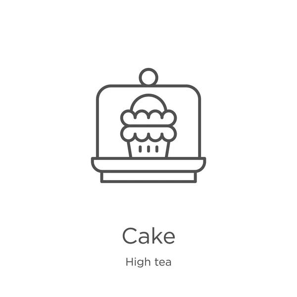 Vettore icona torta da alta collezione di tè. Linea sottile torta contorno icona vettoriale illustrazione. Contorno, icona sottile torta linea per la progettazione di siti web e mobile, lo sviluppo di app — Vettoriale Stock