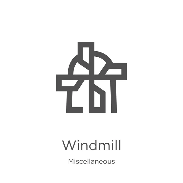 Windmill icon vector uit diverse collectie. Dunne lijn windmolen overzicht icoon vector illustratie. Outline, dunne lijn Windmill icoon voor website design en mobiele, app ontwikkeling — Stockvector