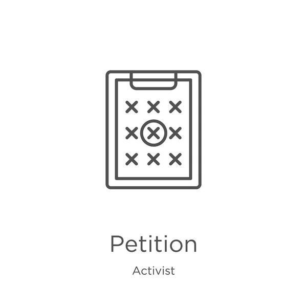 Petitie icoon vector van activist collectie. Dunne lijn petitie overzicht icoon vector illustratie. Outline, dunne lijn petitie icoon voor website design en mobiele, app ontwikkeling — Stockvector