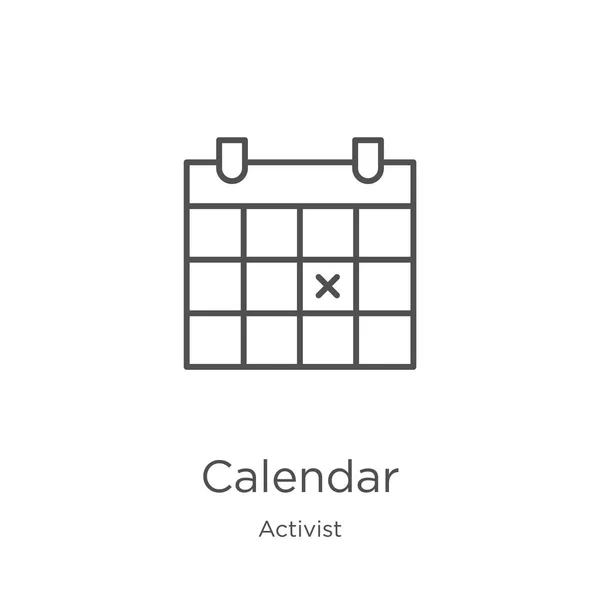 Kalender icoon vector van activist collectie. Dunne lijn kalenderoverzicht icoon vector illustratie. Overzicht, dun lijn kalenderpictogram voor website ontwerp en mobiel, app ontwikkeling — Stockvector