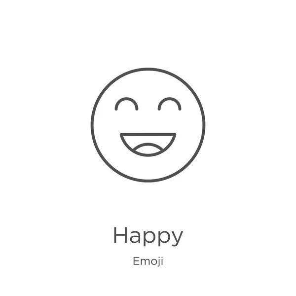 Emoji koleksiyonundan mutlu simge vektör. İnce çizgi mutlu anahat simge vektör illüstrasyon. Anahat, Web sitesi tasarımı ve mobil, uygulama geliştirme için ince çizgi mutlu simgesi — Stok Vektör